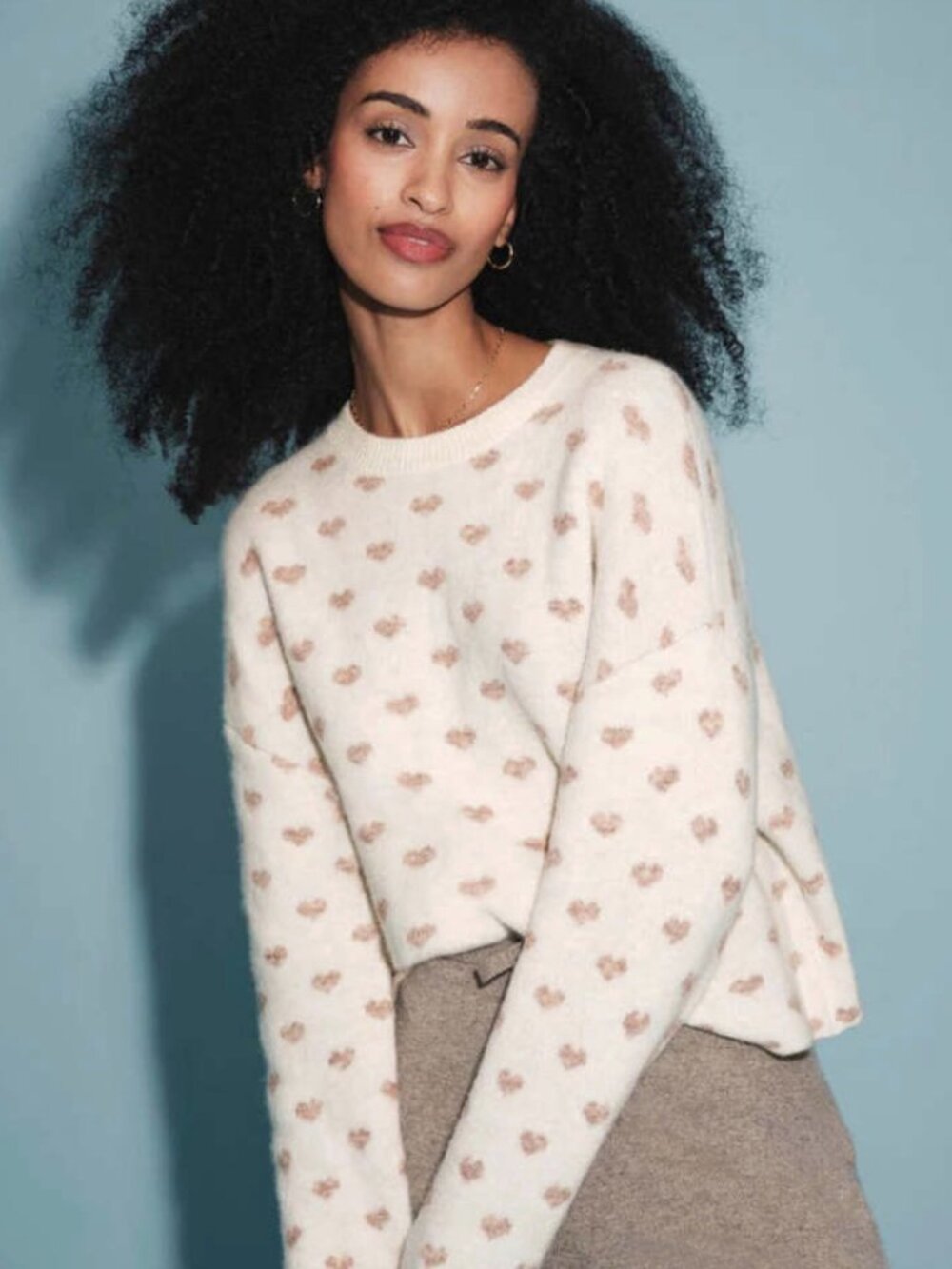 NWT Splendid Lolly Hearts Sweater Pink Wool Blend RTR Boho Cozy Coast Sm $168